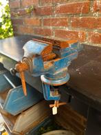 Vintage Blauwe Bankschroef met Roest, Ophalen
