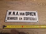 Emaille reclamebord behanger en stoffeerder denhaag, Antiek en Kunst, Antiek | Emaille, Ophalen