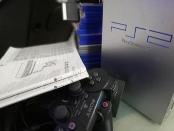 Sony PlayStation 2 Phat Silver zgan complete set met games 