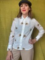 Vintage overhemd / shirt / blouse -puntkraag print S/36, Wit, Ophalen of Verzenden, Vintage, Maat 36 (S)