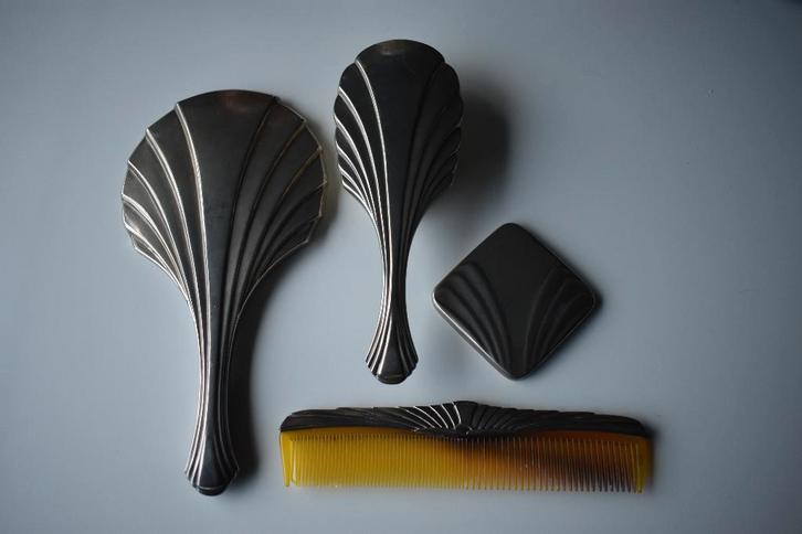 art deco kapstel spiegels kam borstel spiegel vintage retro, Antiek en Kunst, Antiek | Spiegels, Minder dan 50 cm, Overige vormen