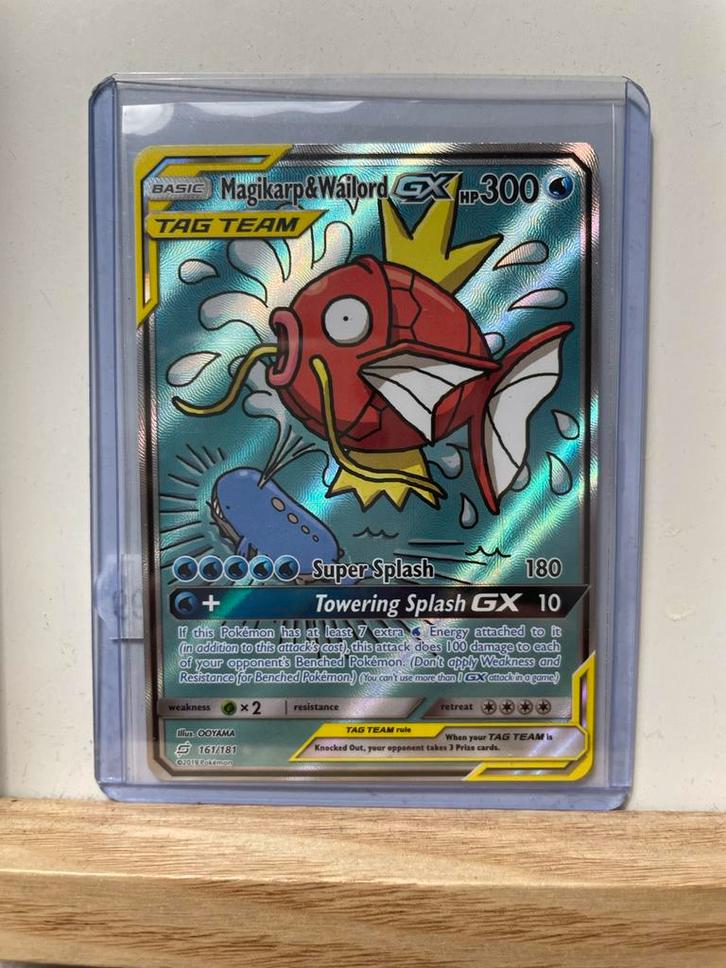 Magikarp & Wailord GX Tag Team 161 - Pokémon Kaart, Hobby en Vrije tijd, Verzamelkaartspellen | Pokémon, Zo goed als nieuw, Losse kaart