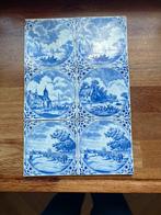 Antiek Vintage 6 blauw witte tegels. 20 ste eeuw., Antiek en Kunst, Ophalen