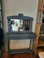 Landelijke grijze sidetable lade onderplateau 99 cm, Ophalen, 50 tot 100 cm, Overige houtsoorten, Landelijk