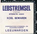 Sticker: Lebstremsel - Cooperatieve Stremsel en Kleurselfabr, Ophalen of Verzenden, Zo goed als nieuw, Bedrijf of Vereniging