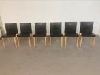 6 x Sintesi Italy Zwart kunstof met hout eetkamer stoelen, Huis en Inrichting, Stoelen, Gebruikt, Hout, Zwart, Ophalen