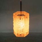 Vintage glazen hanglampen hexagon, midmod 70s pendant, Ophalen of Verzenden, Gebruikt, Midmod
