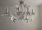 Kroonluchters RVS met kristallen - 4 stuks, Huis en Inrichting, Lampen | Kroonluchters, Ophalen, Gebruikt, Metaal