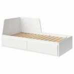IKEA Flekke bedbank met 2 lades, wit, 80x200 cm, Huis en Inrichting, Ophalen, Eenpersoons, Wit, Zo goed als nieuw