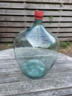 Grote glazen gistfles in houten krat, Ophalen, Gebruikt, Glas, Minder dan 50 cm