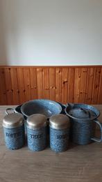 EMAILLE GRIJSGEWOLKTE SPULLEN, Antiek en Kunst, Ophalen of Verzenden