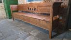 Oude boeren klepbank met veel bergruimte 255 cm breed, Huis en Inrichting, Stoelen, Ophalen, Gebruikt, Bruin, Nb