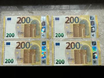 4 stuks mooie € 200 biljetten 2019 beschikbaar voor biedingen
