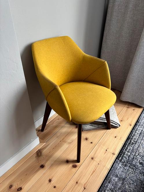 Gele draaibare Design Stoel - Bureaustoel/Eetkamerstoel, Huis en Inrichting, Stoelen, Zo goed als nieuw, Eén, Hout, Overige kleuren