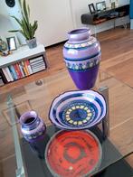 Gouda Plateel 3 delig Vaas/Vaasje/Bord Retro Vintage, Antiek en Kunst, Antiek | Keramiek en Aardewerk, Ophalen of Verzenden