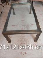 SALONTAFEL MESSING GLAS, Huis en Inrichting, Tafels | Salontafels, Ophalen, Gebruikt, 100 tot 150 cm, 50 tot 100 cm