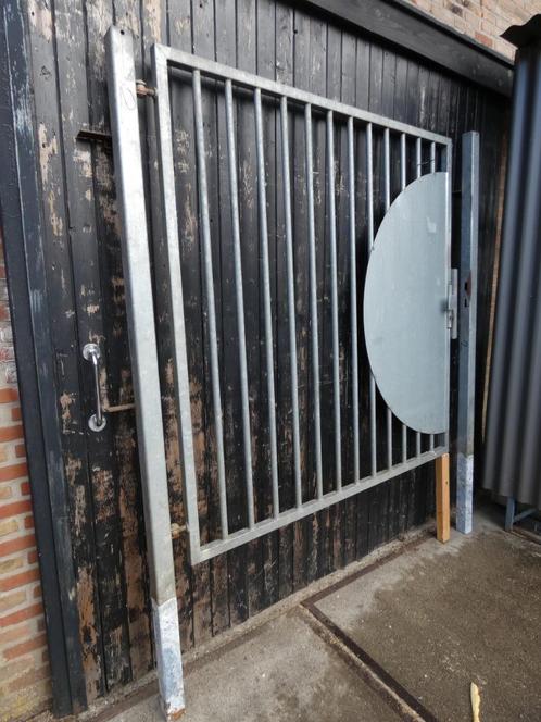 Spijlen poort met afschermplaat en sleutel, Tuin en Terras, Tuinhekken en Hekwerk, Gebruikt, Spijlenhekwerk, IJzer, Met poort