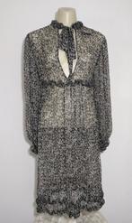 Grijze gebloemde zwarte jurk van 100% zijde by Malene Birger, Verzenden, Zo goed als nieuw, Maat 38/40 (M), Grijs