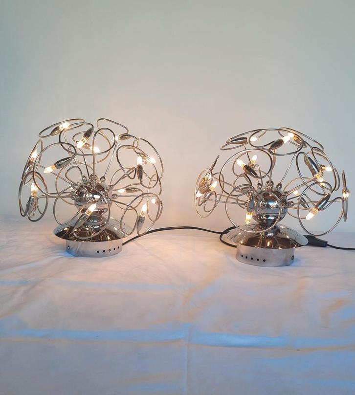 Twee plafond of wandlamp space age 2007, lees beschrijving, Huis en Inrichting, Lampen | Wandlampen, Zo goed als nieuw, Metaal