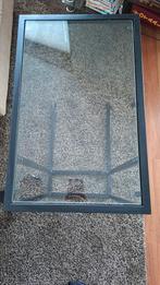 Zwart laptoptafeltje met glasplaat, Ophalen, Gebruikt, 55 tot 75 cm, Glas