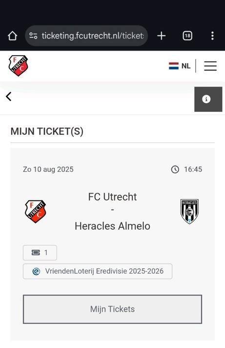 twee kaartjes FC Utrecht - Heracles, zo 10 augustus 16:45, Tickets en Kaartjes, Sport | Voetbal, Twee personen, Augustus, Losse kaart