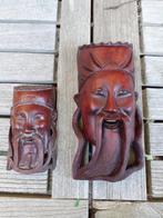 Houten Maskers Set - Handgesneden Aziatische Kunst, Ophalen of Verzenden
