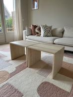 Vintage travertin bijzettefal set, Huis en Inrichting, Tafels | Bijzettafels, Ophalen, Minder dan 45 cm, Minder dan 55 cm, Gebruikt