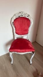 Roze stoel suede look met white wash hout, Huis en Inrichting, Ophalen of Verzenden, Overige kleuren, Hout, Eén