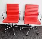 2 Vintage leren design bureaustoelen., Huis en Inrichting, Bureaustoelen, Ophalen, Gebruikt, Rood
