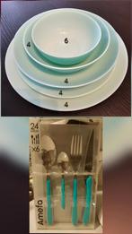 Caribisch licht aqua blauw servies met bijpassend bestek, Ophalen, Zo goed als nieuw, Overige stijlen