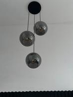 3 bollen hanglamp smoke glass rookglas zwart metallic, Ophalen of Verzenden, Zo goed als nieuw, Minder dan 50 cm
