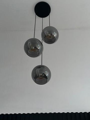 3 bollen hanglamp smoke glass rookglas zwart metallic beschikbaar voor biedingen