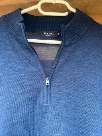 Merinowollen Polo Trui met Rits - Navy beschikbaar voor biedingen