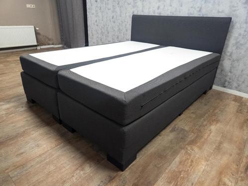 ZGAN Antraciet Boxspring Bed | 160x200, Huis en Inrichting, Slaapkamer | Bedden, Zo goed als nieuw, Tweepersoons, 160 cm, 200 cm