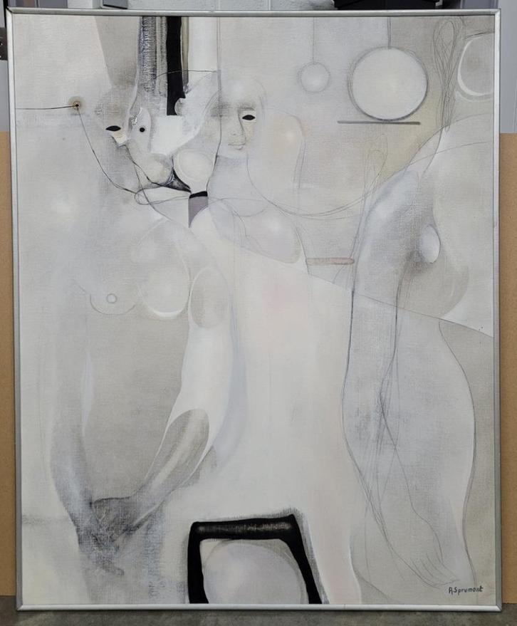 André SPRUMONT, Trois femmes, Antiek en Kunst, Kunst | Schilderijen | Klassiek, Ophalen