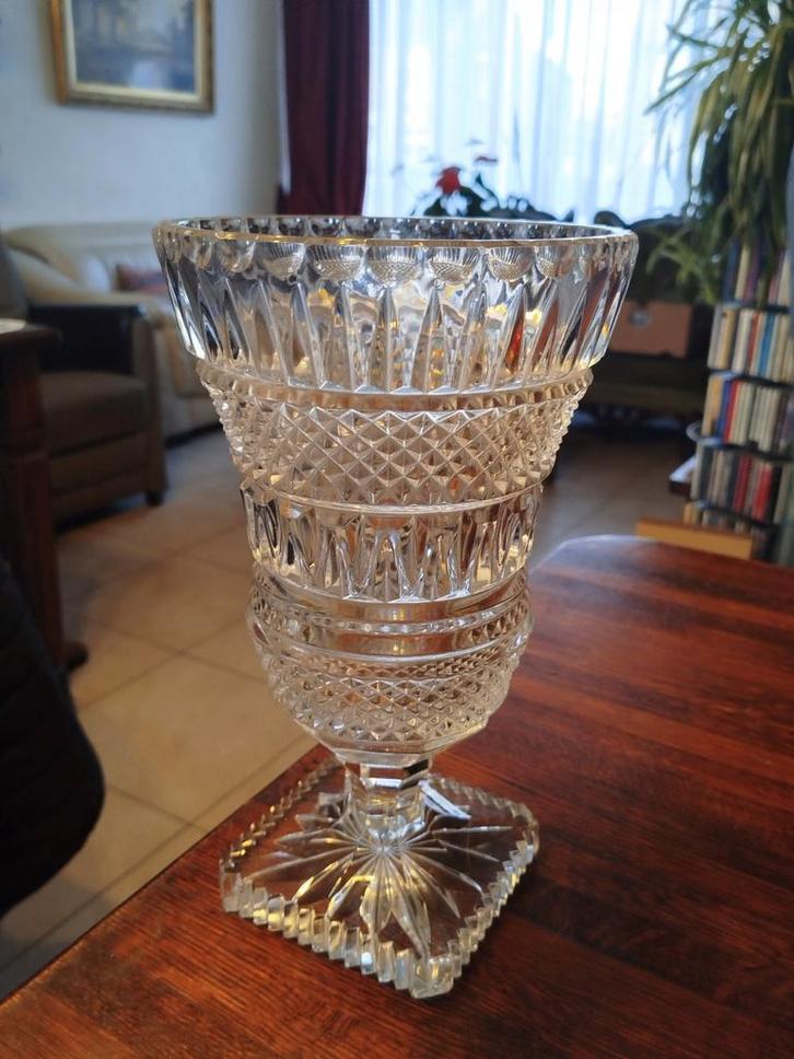 Kristallen bokaal vaas - 16,5 cm hoog, Antiek en Kunst, Antiek | Glas en Kristal, Ophalen of Verzenden