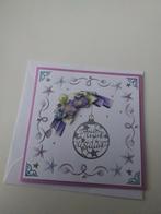 Geborduurde kerstkaart  roze met zilver, Ophalen of Verzenden, Nieuw, Kerst