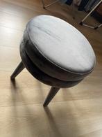 Grijs Velvet Krukje, Ophalen, Zo goed als nieuw, Eén, Stof