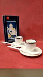 Vintage retro ESMA eierdopjes 2 stuks + lepeltje wit zilver, Ophalen of Verzenden, Huis en Inrichting