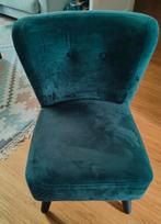 Donkergroene velours stoel / kleine fauteuil, Huis en Inrichting, Fauteuils, Ophalen, Minder dan 75 cm, Zo goed als nieuw, Stof