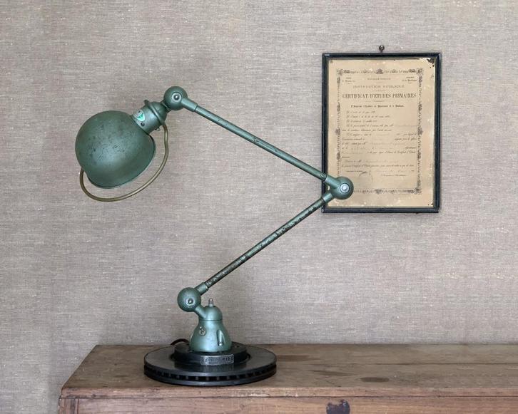 Jieldé | Vespagroen | Tafellamp | Vintage | Oud | 2-armig, Huis en Inrichting, Lampen | Tafellampen, Gebruikt, Minder dan 50 cm