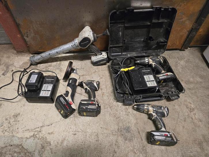 Partij Panasonic accugereedschap18v en 14.4v, Doe-het-zelf en Verbouw, Gereedschap | Boormachines, Gebruikt, Boor- en Schroefmachine