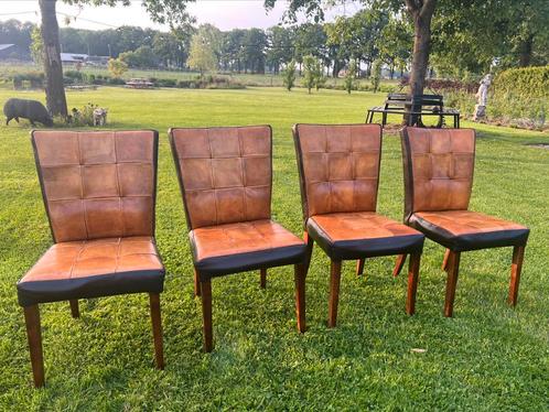 4 eetkamerstoelen schapenleer, Huis en Inrichting, Fauteuils, Gebruikt, 75 tot 100 cm, Ophalen