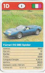 Kw43 autokaartje Ferrari 512 BBi spider ( 1D ), Ophalen of Verzenden, Zo goed als nieuw, Auto's