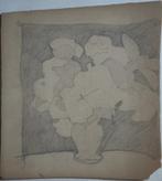 Reyer Stolk potloodtekening op karton "Vaas met Bloemen", Ophalen, Minder dan 50 cm, Gebruikt, Minder dan 50 cm