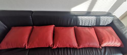 Rode Leder Kussens, Huis en Inrichting, Woonaccessoires | Kussens, Zo goed als nieuw, Rood, Vierkant, Ophalen of Verzenden