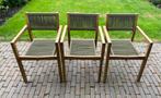 3x tuinstoel stevig hout, kleur groen, Tuin en Terras, Ophalen, Zo goed als nieuw, Hout, Stapelbaar
