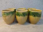 Vintage keramiek maiskolf kopjes, Huis en Inrichting, Gebruikt, Keramiek, Ophalen of Verzenden, Overige stijlen
