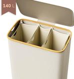 Wasmand 3Vakken 140L-57x37x75cm-Opvouwbare Wasmand met Dekse, Ophalen of Verzenden, Nieuw, Beige, Badmat