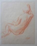 Andre van der Vossen. Naakt. Vrouw. Roodkrijt., Antiek en Kunst, Ophalen of Verzenden